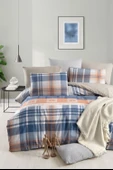 Lastikli Çarşaflı Çift Kişilik Nevresim Takımı Plaid - 1