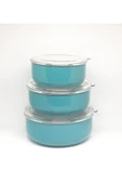 Alev Emaye 3'lü Saklama Kabı Turkuaz 1416-18cm - 1