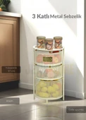 3 Katlı Sebzelik Açılır Metal Patates Soğan Sepeti Paslanmaz Meyvelik Organizer Sepet Krem - 1
