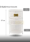 3 Katlı Sebzelik Açılır Metal Patates Soğan Sepeti Paslanmaz Meyvelik Organizer Sepet Beyaz - 2