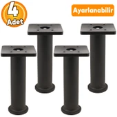 (4 ADET) Ayarlanabilir Destek 15 Cm Siyah Mobilya Kanepe Koltuk Baza Yükseltme Ayağı Ayakları thumbnail 1