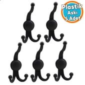 Askılık Portmanto Vestiyer Banyo Dolap Elbise Askısı Sert Plastik 5 Adet thumbnail 1