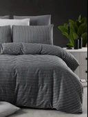 Lastikli Çarşaflı Tek Kişilik Nevresim Takımı Saten Siyah thumbnail 3