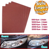 Far Temizleme Ince Kalın Kağıt El Su Zımparası Kağıdı Araç Parlatma Setİ 500-1000-1500-2000-2500 Kum 10 Adet - 1