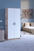 ABETE MOBİLYA 2 Kapılı Geniş Gardırop (ELBİSE DOLABI-YÜKLÜK-KİLER) / Atlantik Çam-Beyaz - 1