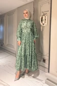 ELB018 BEL DETAYLI ÖNDEN DÜĞMELİ ELBİSE - 9