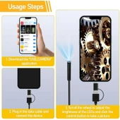 Ozmik CMR71  Işıklı 5M endoskopi kamerası 1080p HD su geçirmez IP67 8 LED  Android ve iOS thumbnail 3