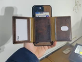 Hakiki Gerçek Deri Magsafe Uyumlu Mekanizmalı Kartlık Yatay Dikey Stand Özellikli - 3