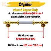 Ladin Metal Gold Kulp 128 mm - 12.8 cm Mobilya Çekmece Mutfak Dolabı Dolap Altın Kulpu Kulpları thumbnail 2