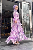 ELB017 ASİMETRİK KESİM ŞİFON ELBİSE - 2