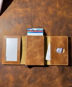 Hakiki Gerçek Deri Magsafe Uyumlu Mekanizmalı Kartlık Yatay Dikey Stand Özellikli - 2