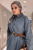 ELB016 OVERSİZE CEPLİ KEMERLİ DENİM ELBİSE - 2