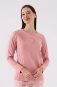 Pierre Cardin Paris 8918 Kadın Ekose Desen Düğmeli Yaka Uzun Kol Pijama Takım - 2