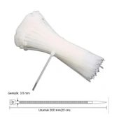 Zimak 3.6x200 mm Plastik Kelepçe Cırt Kelepçe Beyaz ZMK-1601 - 2