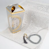 Ramazan Feneri Tesbih + Seccade Hediye Seti (Kraft Asetat Kutu, Gri) - 2