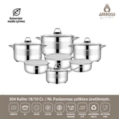 Bella 14 Parça Tüm Ocaklara Uyumlu Paslanmaz Çelik Tencere Sütlük Saklama Kabı Seti thumbnail 1