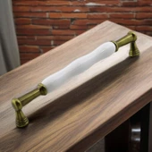 Anav Porselen Antik Sarı Kulp 192 mm Mobilya Çekmece Mutfak Dolabı Dolap Kapak Kulplar Kulb Kulpu thumbnail 2