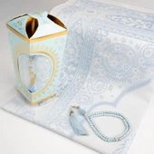 Ramazan Feneri Tesbih + Seccade Hediye Seti (Kraft Asetat Kutu, Mavi) - 2