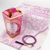 Ramazan Feneri Tesbih + Seccade Hediye Seti (Kraft Asetat Kutu, Mor) - 2