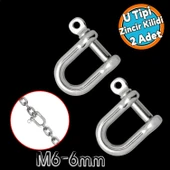 U Tipi Zincir Kilidi Kilitli Karabina 6 mm Kilit Salıncak Askısı Ek Bağlantı Parça Aparat 2 ADET - 1