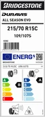 Bridgestone 215/70R15 C 109/107S Duravıs A/S Evo B-A-72 4 Mevsim Hafif Ticari Lastiği (Üretim Yılı: 2025) - 2