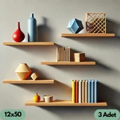 3'lü Dekoratif Uçan Raf Duvar Rafı - 1