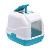 Imac Easy Cat Kapalı Kedi Tuvaleti Mavi Beyaz 50x40x40Cm - 1