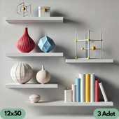 3'lü Dekoratif Uçan Raf Duvar Rafı - 3