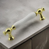 Aruh Porselen Gold Altın Kulp 128 mm Mobilya Çekmece Mutfak Dolabı Dolap Kapak Kulplar Kulb Kulpu thumbnail 5