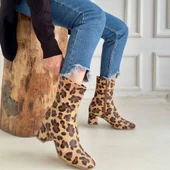 Birta Leopar Cilt Streç Topuklu Bot - 4