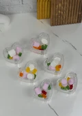 Suriyana Cam Magnolya Kasesi - Kalp Şekilli 6lı Cam Kase Seti - 130 ML - 1