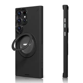 Galaxy S23 Ultra Kılıf M-safe Şarj Özellikli 360° Standlı Basit Mat Deri Desenli Youngkit Tech Leather Serisi Kapak thumbnail 2