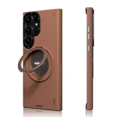 Galaxy S24 Ultra Kılıf M-safe Şarj Özellikli 360° Standlı Basit Mat Deri Desenli Youngkit Tech Leather Serisi Kapak - 5