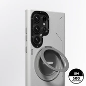 Galaxy S24 Ultra Kılıf M-safe Şarj Özellikli 360° Standlı Basit Mat Deri Desenli Youngkit Tech Leather Serisi Kapak - 3