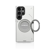 Galaxy S24 Ultra Kılıf M-safe Şarj Özellikli 360° Standlı Basit Mat Deri Desenli Youngkit Tech Leather Serisi Kapak - 1
