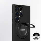 Galaxy S23 Ultra Kılıf M-safe Şarj Özellikli 360° Standlı Basit Mat Deri Desenli Youngkit Tech Leather Serisi Kapak thumbnail 3