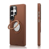 Galaxy S25 Ultra Kılıf M-safe Şarj Özellikli 360° Standlı Basit Mat Deri Desenli Youngkit Tech Leather Serisi Kapak thumbnail 6