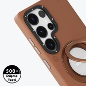 Galaxy S25 Ultra Kılıf M-safe Şarj Özellikli 360° Standlı Basit Mat Deri Desenli Youngkit Tech Leather Serisi Kapak thumbnail 8