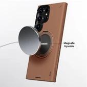 Galaxy S24 Ultra Kılıf M-safe Şarj Özellikli 360° Standlı Basit Mat Deri Desenli Youngkit Tech Leather Serisi Kapak - 8