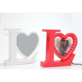 Eşe Sevgiliye Güzel Romantik Hediye Love Ledli Sihirli Ayna Resim Çerçeve - 1