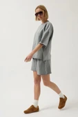 Oversize Lazer Kesim Bisiklet Yaka T-Shirt - 4