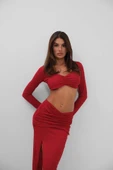 Yırtmaçlı Etek Ve Crop Bluz Takım - 4