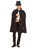 samur parti parti aksesuar & kostüm Siyah Sihirbaz Pelerini 120 cm ve Sihirbaz Şapkası 12 cm Yetişkin Boy - 1