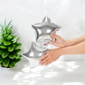 brokoli home 10 Inç 25 cm Gümüş Yıldız Folyo Balon Set 5 Li ,Doğum Günü,parti,kutlama - 1