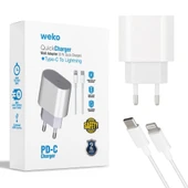 Weko Wk-21443 Pd-c 20 Watt Type-c Şarj Başlik Adaptörü + Type-c To Lightning Kablo (No:9) - 2