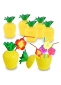 Nessiworld Ananas Hawaii Luau Aloha Pipetli İçecek Kabı Bardak 10x13 cm 1 Adet - 1