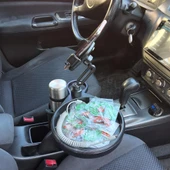 UpWay Araç İçi Ayarlanabilir Tepsili Yiyecek Bardak Termos Telefon Tutucu - 7