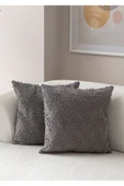 Ritim Desenli İkili Punch İşlemeli Keten Kırlent Kılıfı 43x43cm, Dekoratif Kırlent Kılıfı - 5