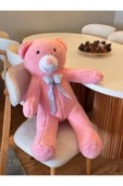 Papyonlu Pembe Dev Büyük Peluş Ayıcık 80cm Sevgililer Günü Özel Ayıcık, Hediyelik Ayı - 1
