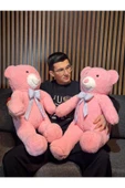 Papyonlu Pembe Dev Büyük Peluş Ayıcık 80cm Sevgililer Günü Özel Ayıcık, Hediyelik Ayı - 5